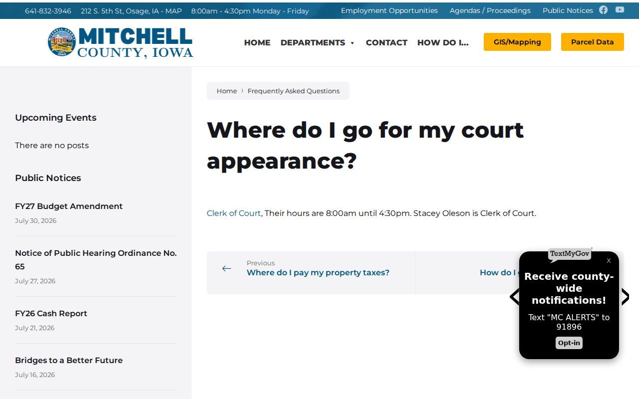 Mitchell County warrant check courthouse information
