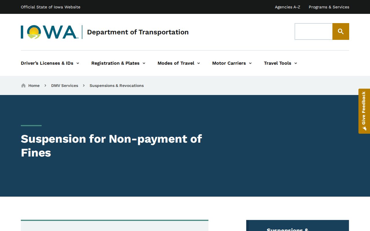 Mitchell County traffic warrant Iowa DOT nonpayment guidance