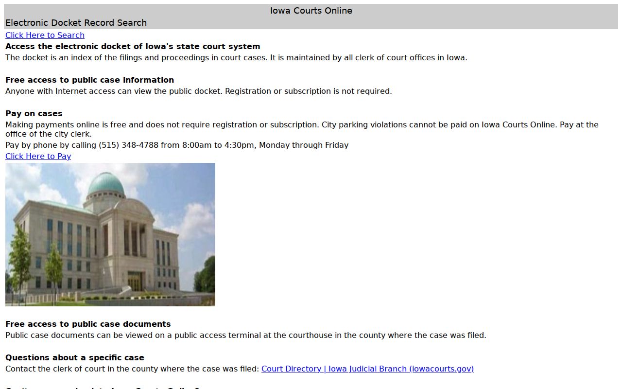 Mitchell County warrant records Iowa Courts Online entry