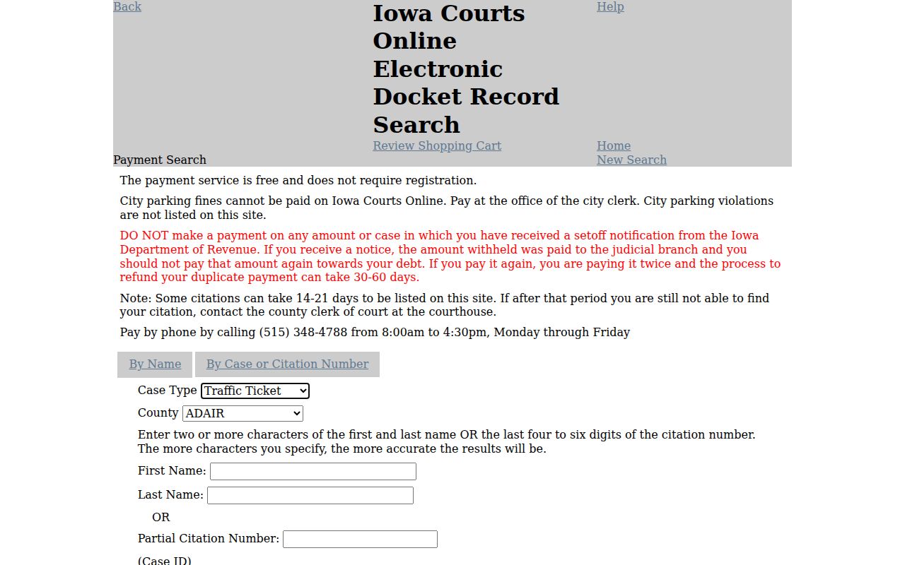 Mitchell County traffic warrant search controls